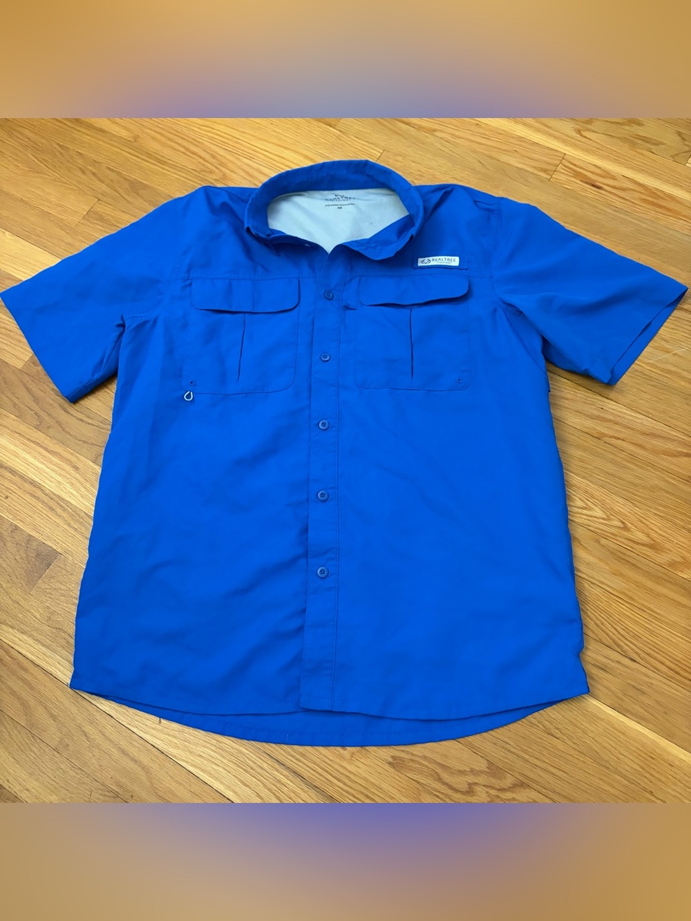 Realtree Men's Short Sleeve Button-Down Shirt in Royal Blue